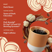 Four Sigmatic high caffeine coffee pods ingredients and product details 24 count