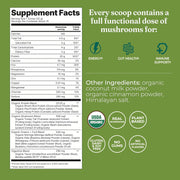 Four Sigmatic unflavored protein powder ingredients and product information panel on packaging