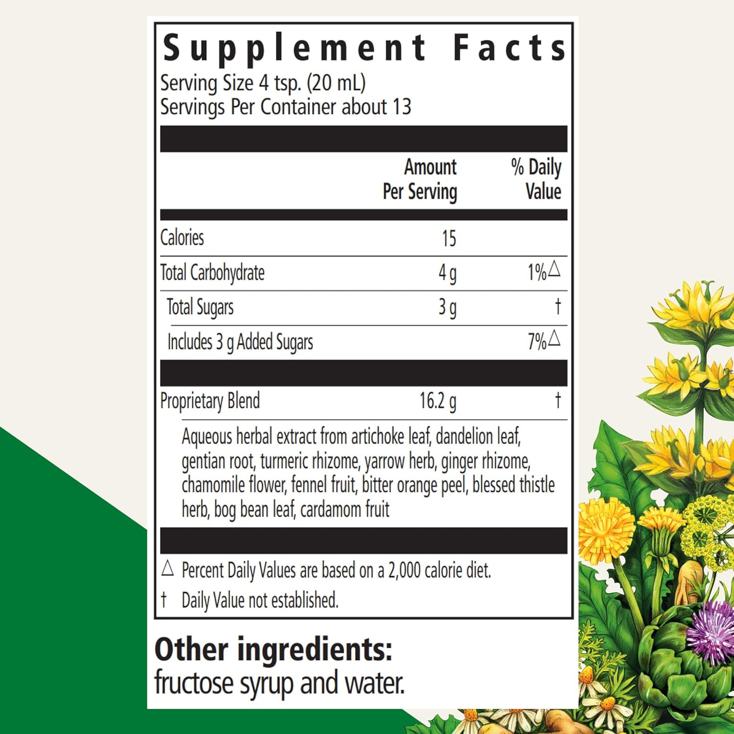 Nutritional information, herbal ingredients and dosage for Floradix Gallexier.