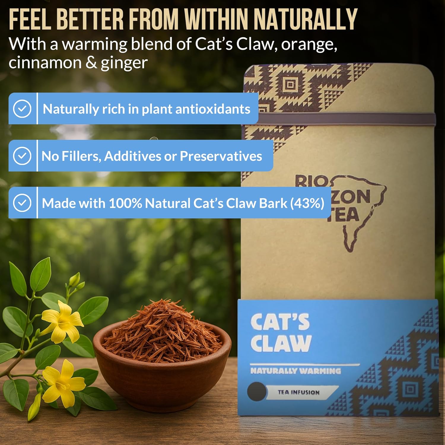 Rio Amazon Cat's Claw Tea Infusion ingredient information herbal tea 40 teabags