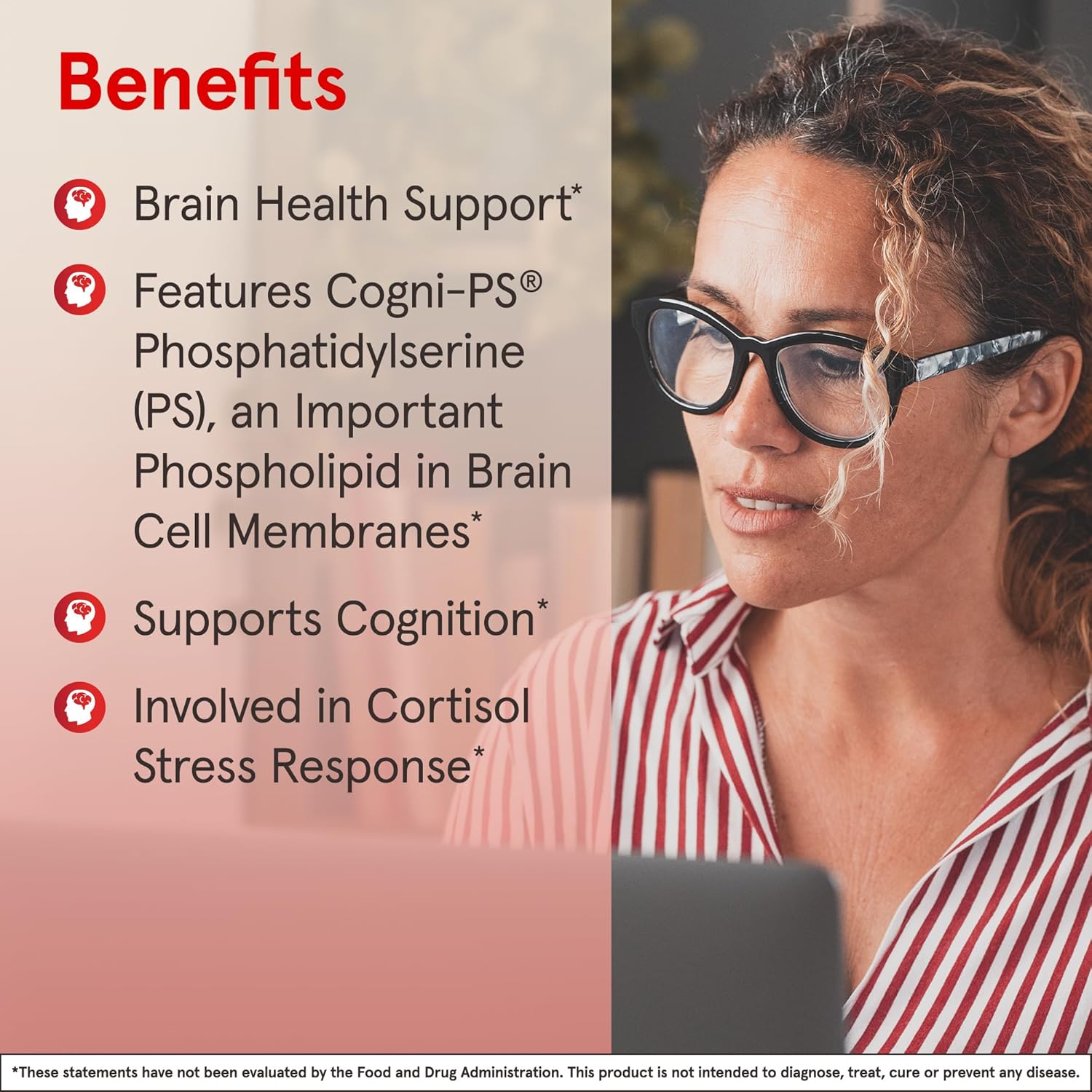 Lifestyle Image: Jarrow Formulas PS100 phosphatidylserine 100mg softgels daily supplement