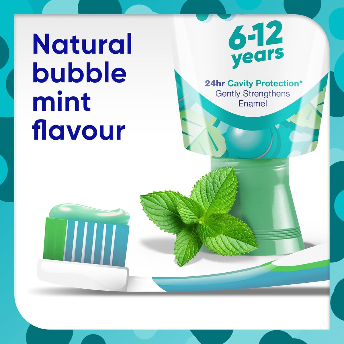 Sensodyne Pronamel Junior Bubble Mint Toothpaste 6–12 Years 50ml packaging showing product directions