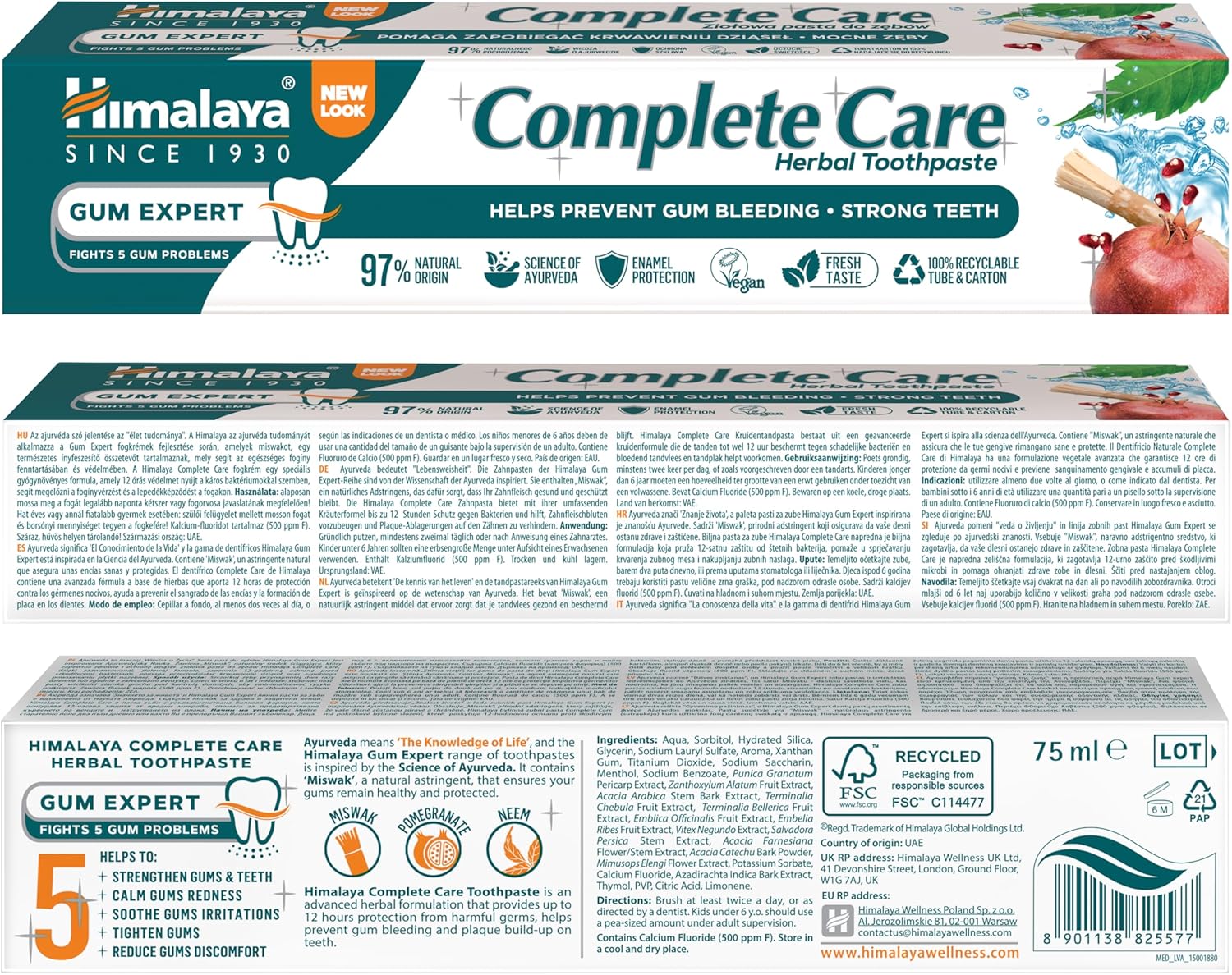 Himalaya Complete Care herbal toothpaste tube barcode 75ml