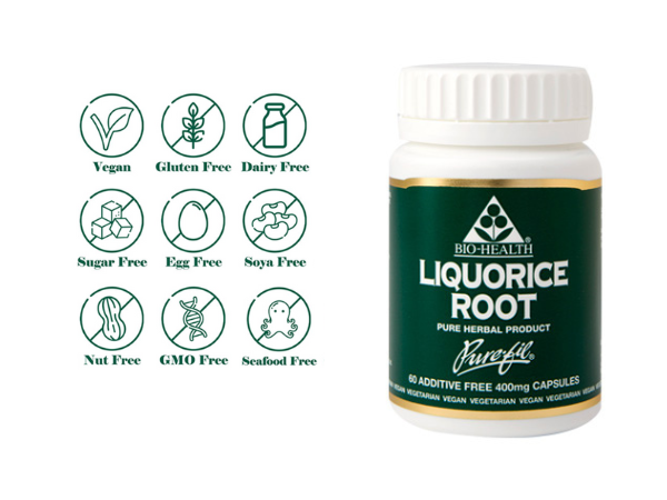 Bio-Health Liquorice Root supplement facts capsules 400mg 60 capsules