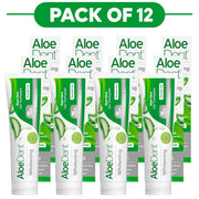 Aloe Dent Whitening Aloe Vera Gel Toothpaste Fluoride Free 100ml Pack of 12