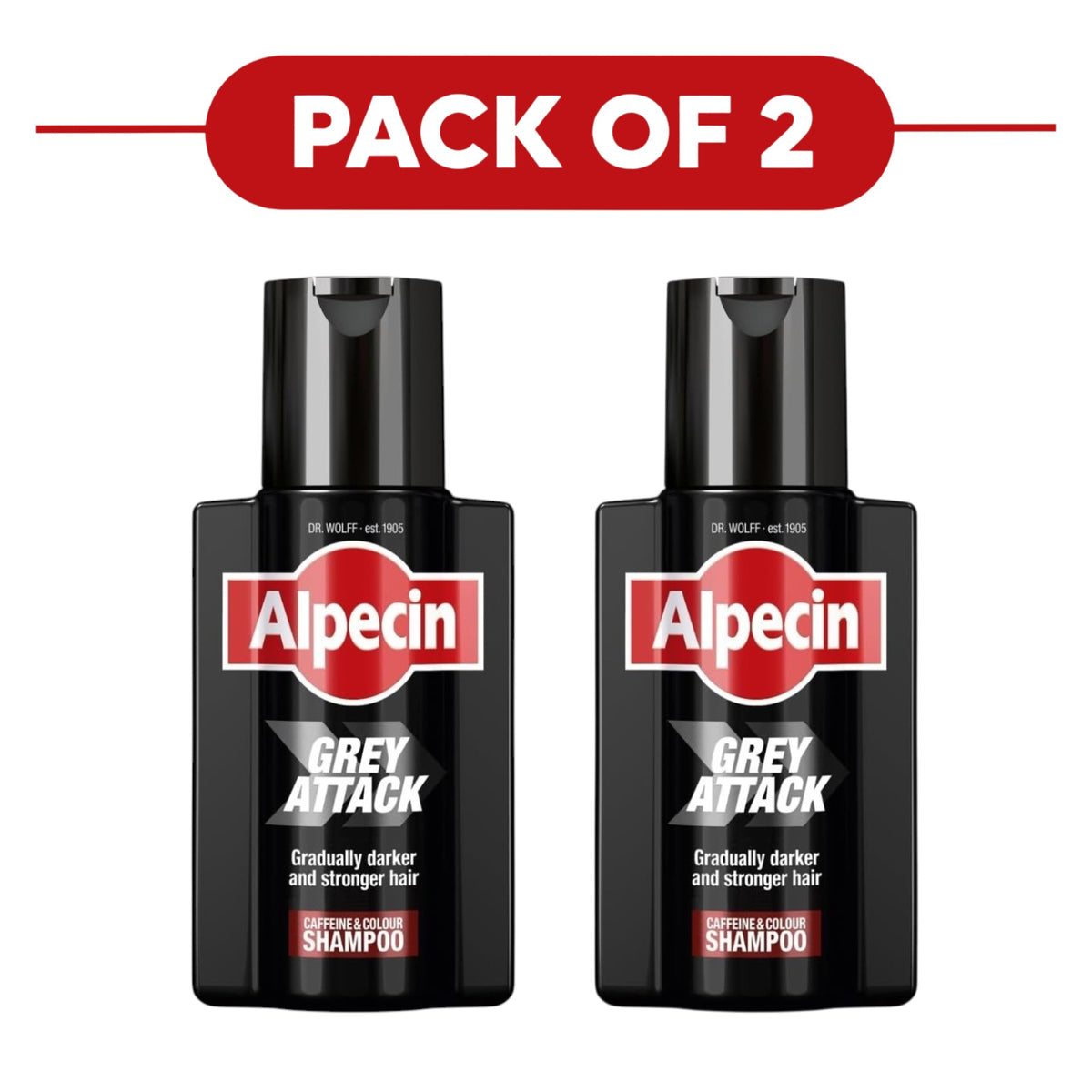 Alpecin Grey Attack Caffeine & Colour Shampoo 200ml Pack of 2