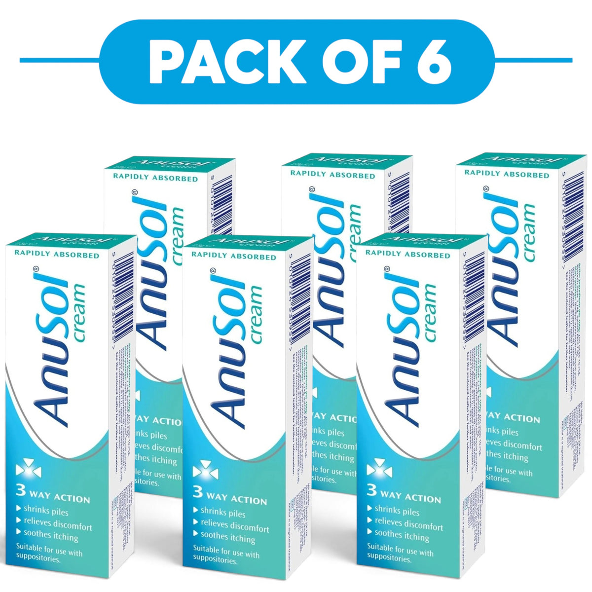 Anusol Rapidly Absorbed Piles Treatment Cream 23g Pack of 6