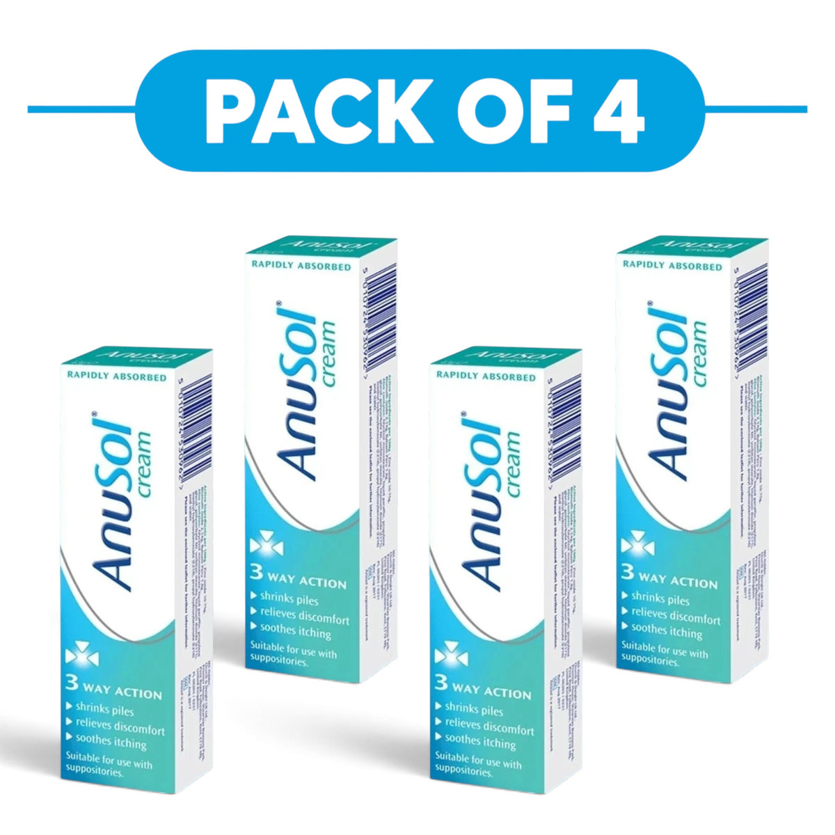 Anusol Rapidly Absorbed Piles Treatment Cream 43g Pack of 4