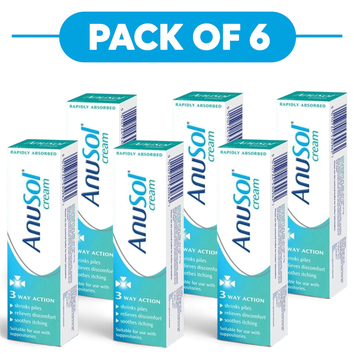 Anusol Rapidly Absorbed Piles Treatment Cream 43g Pack of 6