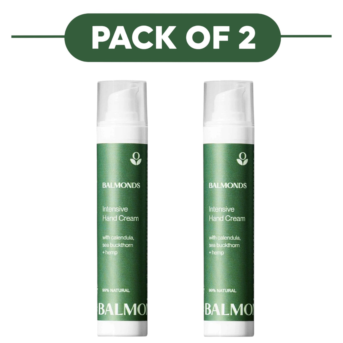 Balmonds Intensive Hand Cream Natural Moisturiser 50ml Pack of 2
