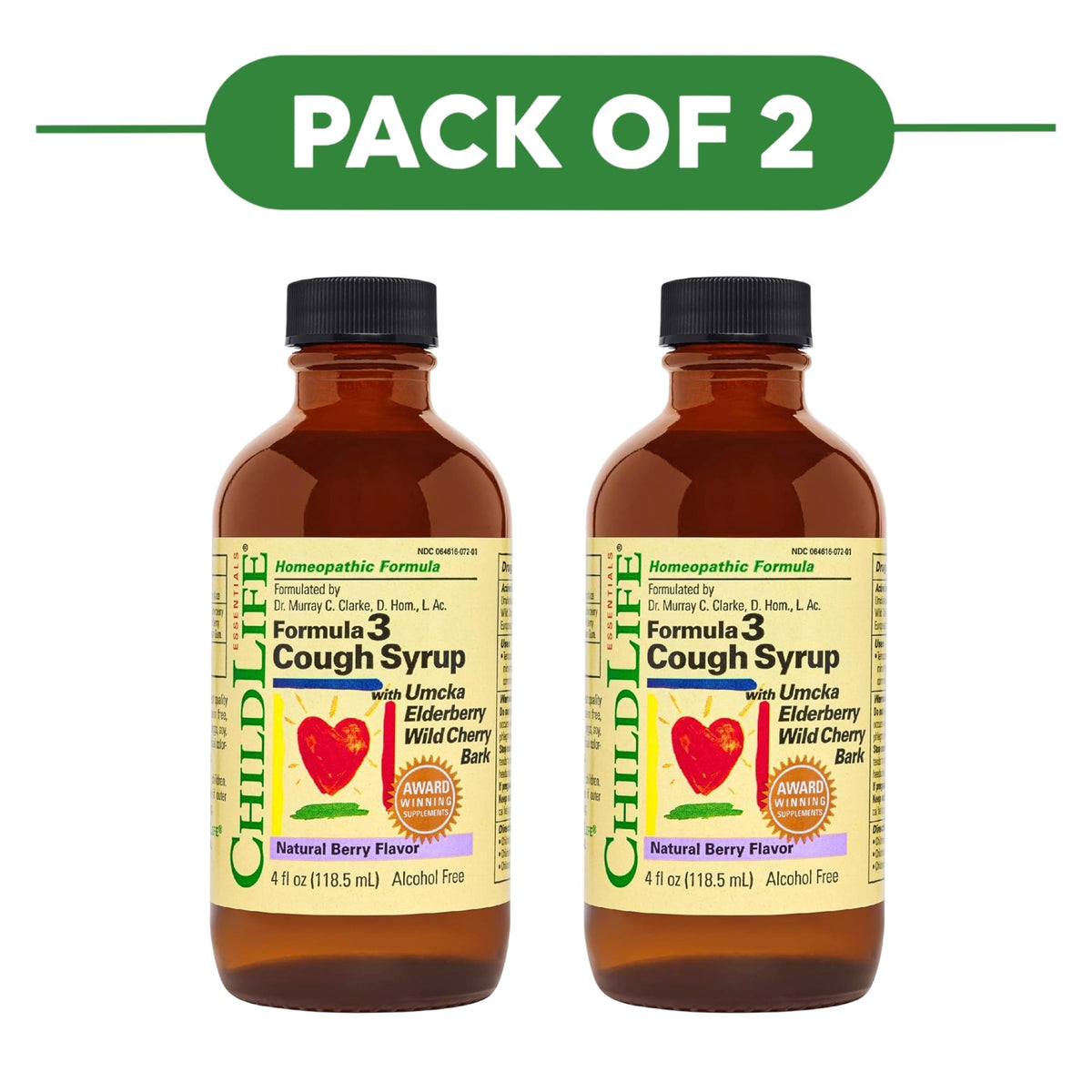 ChildLife Essentials Formula 3 Cough Syrup Berry 118.5ml Pack of 2