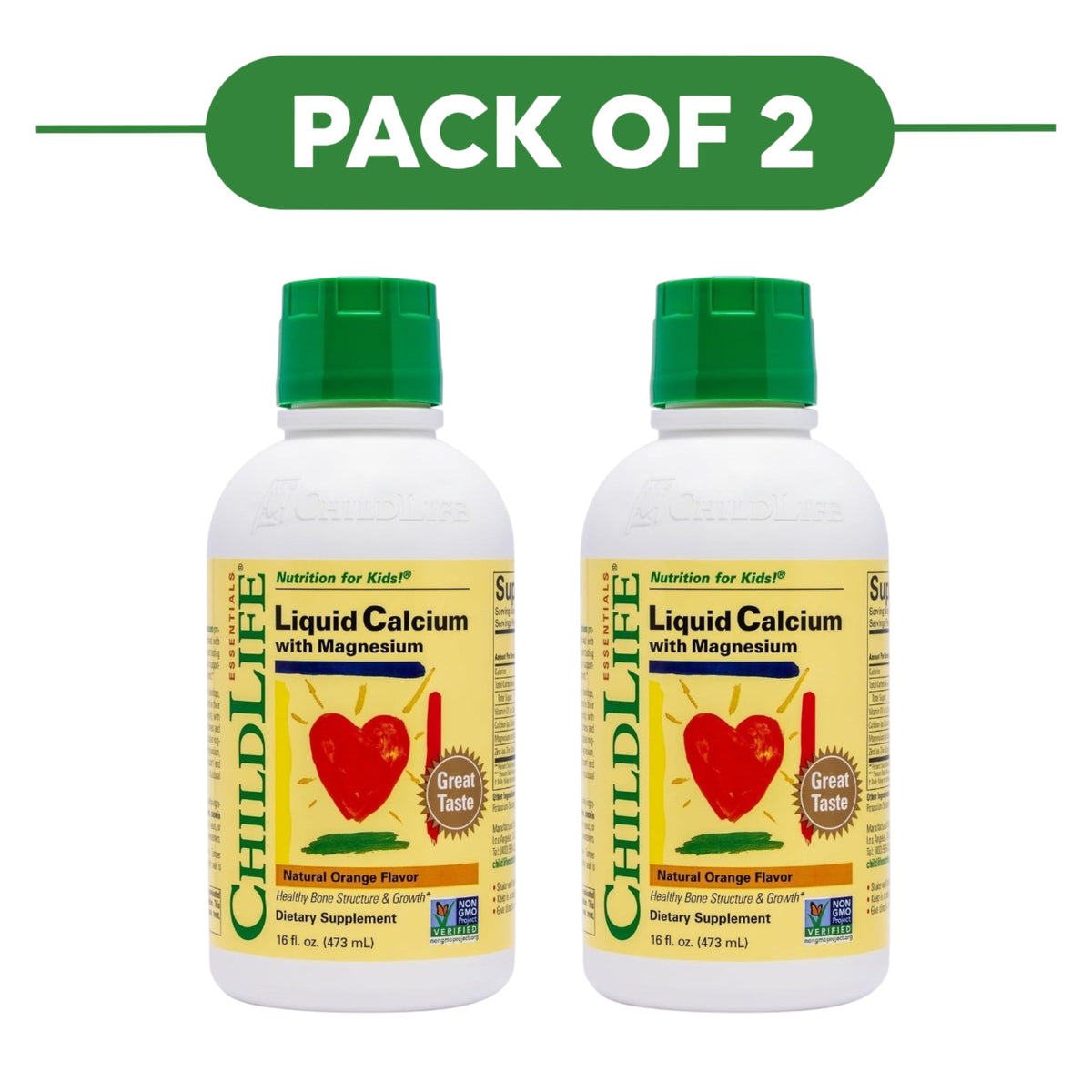 ChildLife Essentials Liquid Calcium with Magnesium Orange 473ml Pack of 2