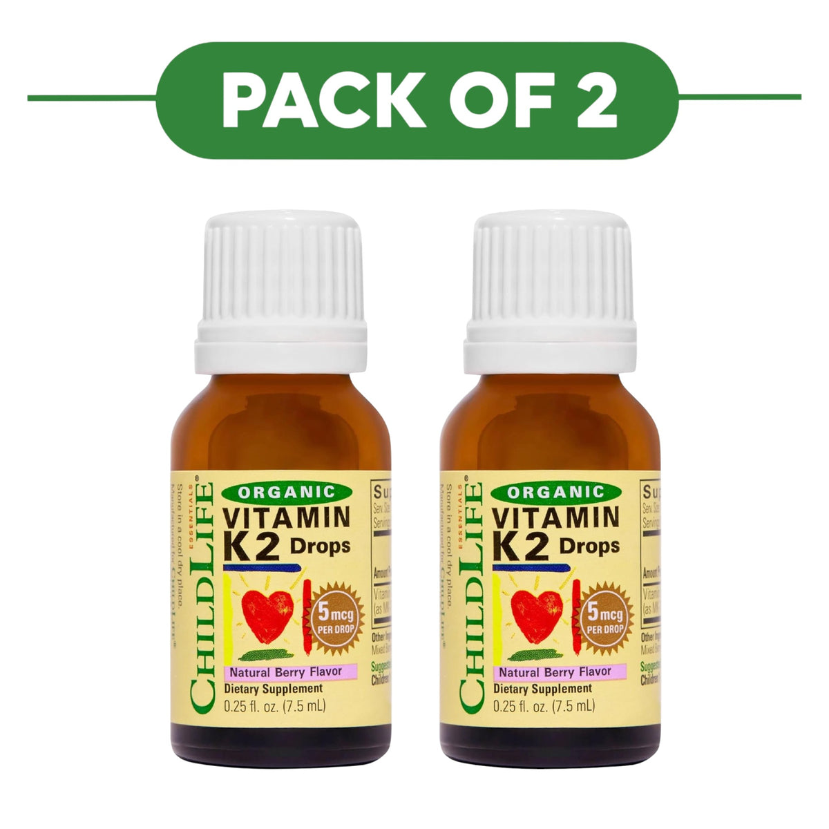 ChildLife Essentials Organic Vitamin K2 Drops Berry 7.5ml Pack of 2