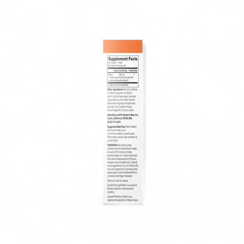 Doctor's Best SAM-e, Double-Strength, 400 mg per Serving, 60 Enteric Coated Tablets