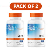 Doctor's Best MSM with OptiMSM 1000mg 180 Veggie Capsules Pack of 2