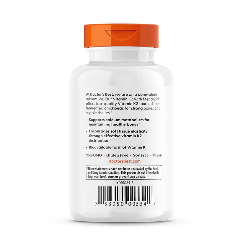 Doctor's Best Natural Vitamin K2 MK-7 with MenaQ7, 100 mcg, 60 Veggie Caps