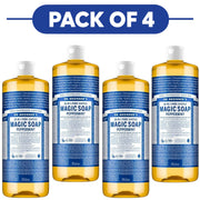 Dr. Bronner's Peppermint 18-in-1 Pure-Castile Liquid Soap 945ml Pack of 4