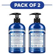 Dr. Bronner's Peppermint 4-in-1 Organic Sugar Soap 355ml Pack of 2