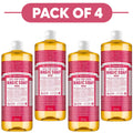 Dr. Bronner's Rose 18-in-1 Pure-Castile Liquid Soap 945ml Pack of 4