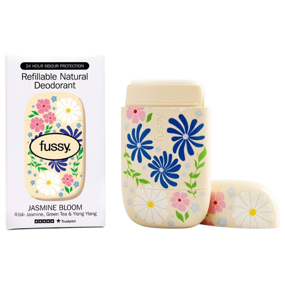 Fussy Refillable Natural Deodorant Jasmine Bloom fragrance 40g refillable stick front packaging
