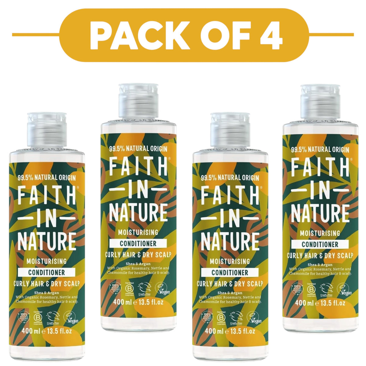 Faith In Nature Shea & Argan Moisturising Conditioner 400ml Pack of 4
