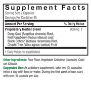 Nature’s Answer Female Complex supplement facts 90 vegetarian capsules back label