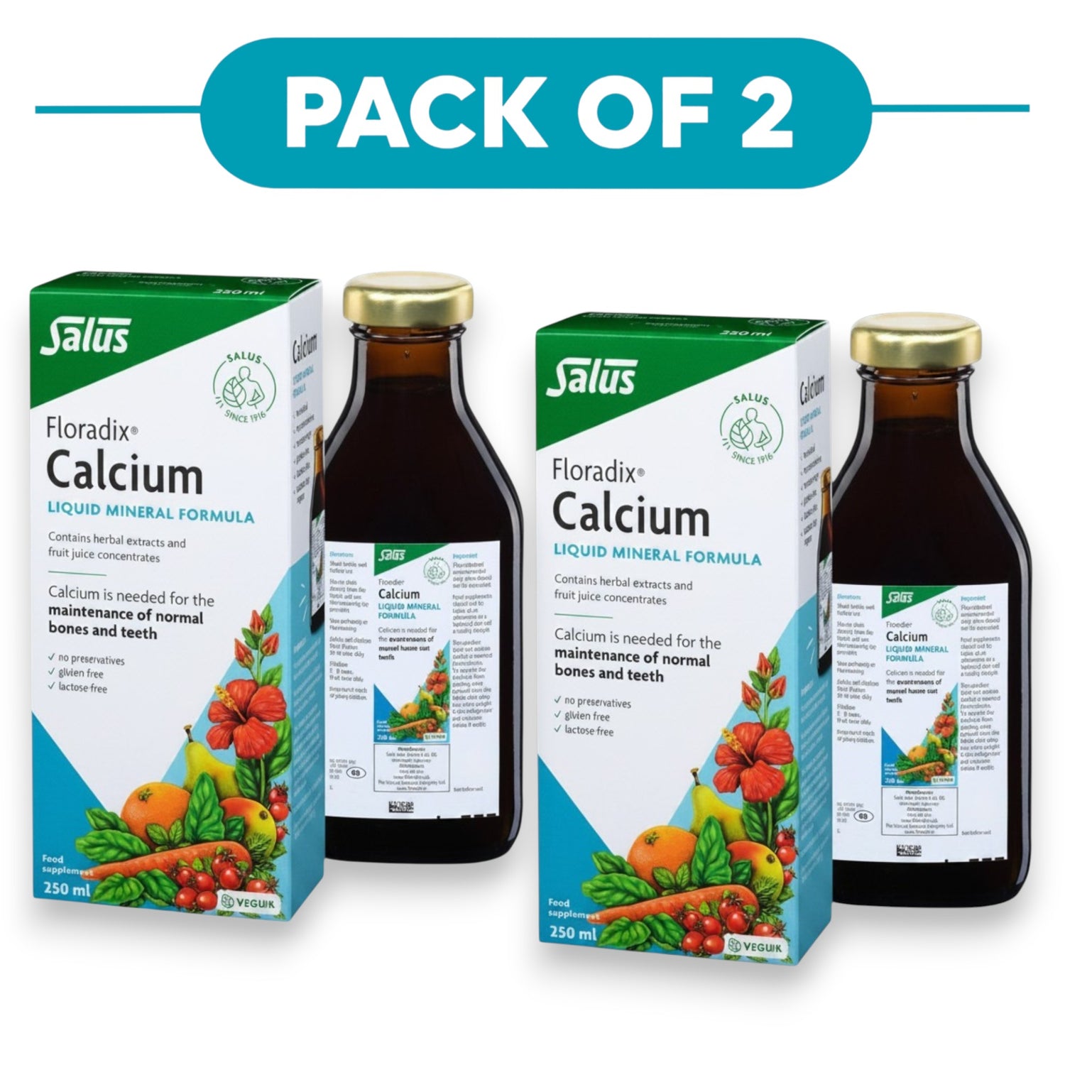 Floradix Calcium Liquid Mineral Formula 250ml Pack of 2