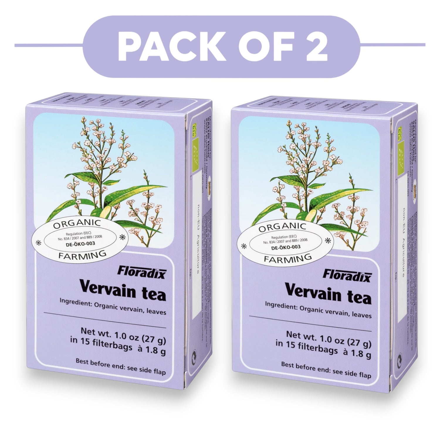 Floradix Organic Vervain Tea 15 Tea Bags Pack of 2