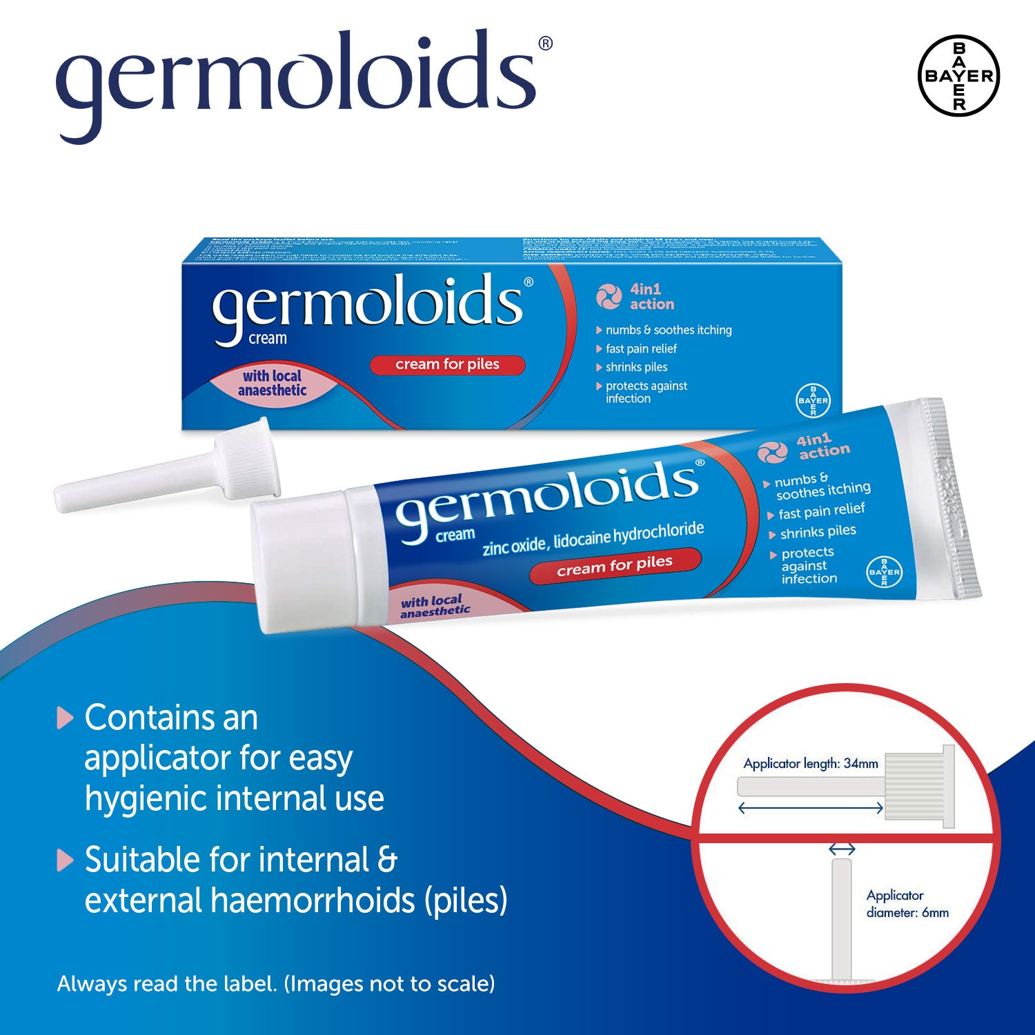 Germoloids Cream 25ml application instructions with included applicator