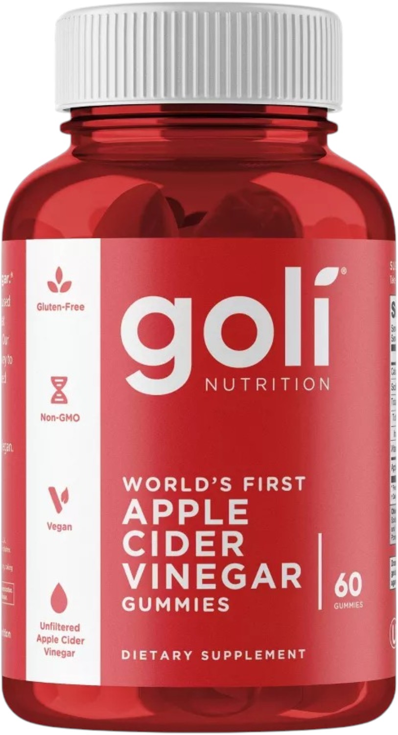 Front Image: Goli Nutrition Apple Cider Vinegar Gummies apple flavour bottle 60 count
