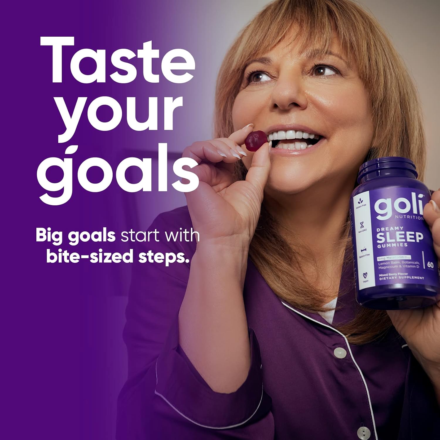 Goli Dreamy Sleep Gummies vegan melatonin supplement lifestyle image