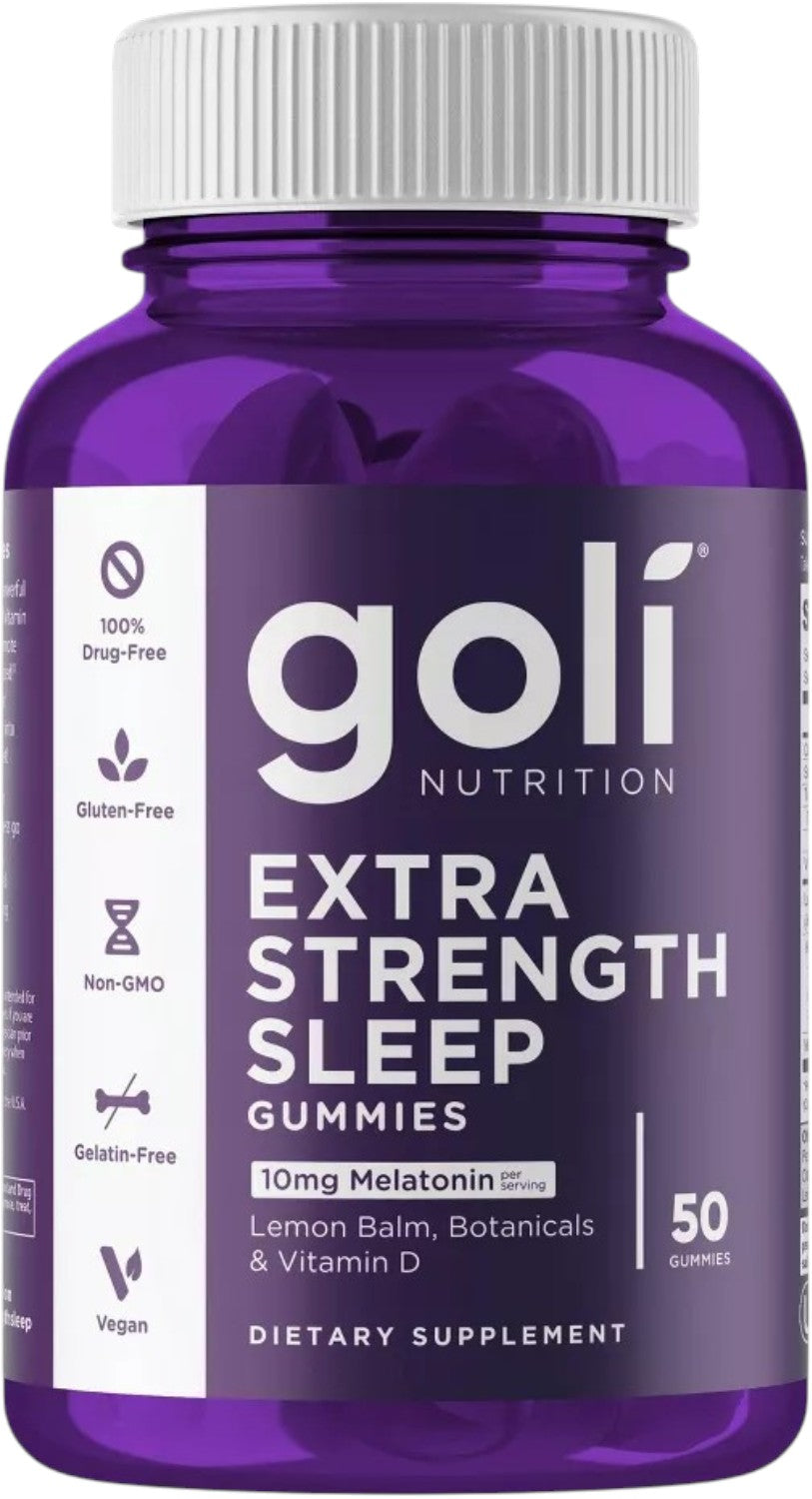 Front Image: Goli Nutrition Extra Strength Sleep Gummies 10mg bottle 50 count