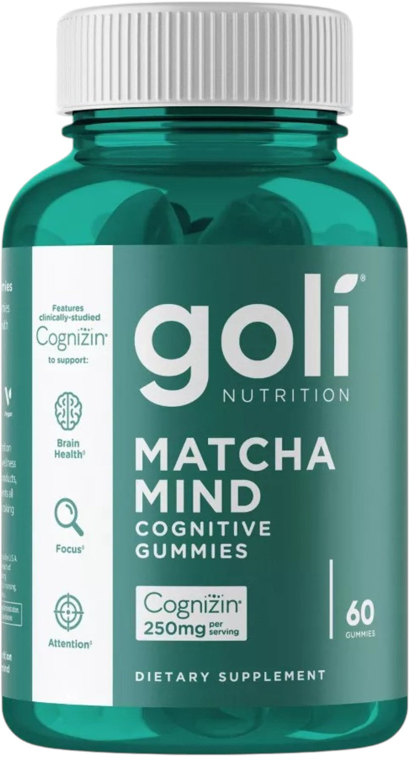 Front Image: Goli Nutrition Matcha Mind Cognitive Gummies bottle 60 count