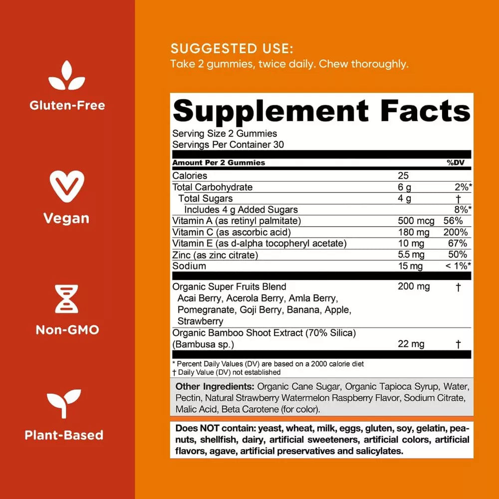 Supplement Facts & Ingredients Image: Goli Superfruits Gummies ingredient label 60 gummies