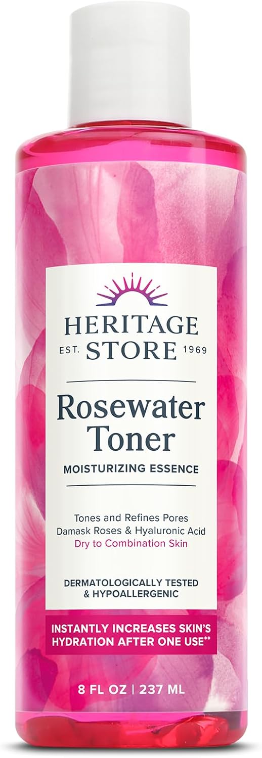 Heritage Store Rosewater Toner – 237ml Refreshing & Hydrating Toner for Balanced, Radiant Skin