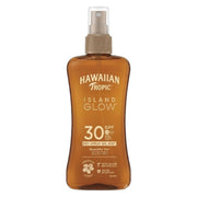 Hawaiian Tropic Island Glow Dry Spray Oil SPF30, spray bottle packaging, tropical fragrance, 200ml