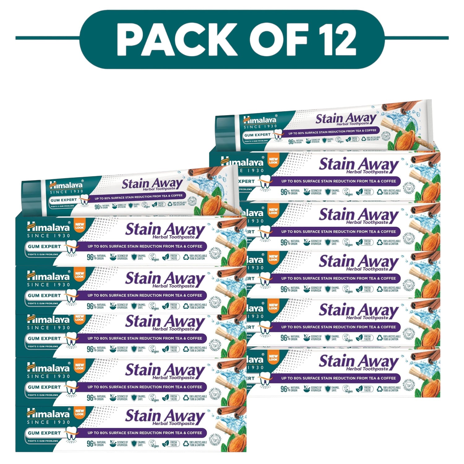 Himalaya Stain Away Herbal Toothpaste 75ml Pack of 12