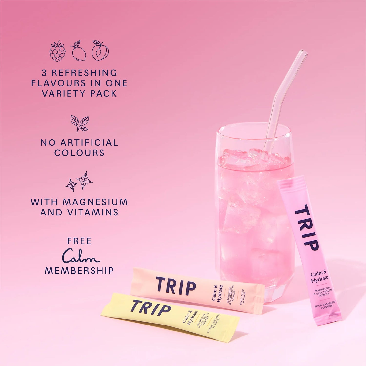 TRIP Calm & Hydrate Magnesium Electrolyte Powder 30 sachets ingredients and nutrition information
