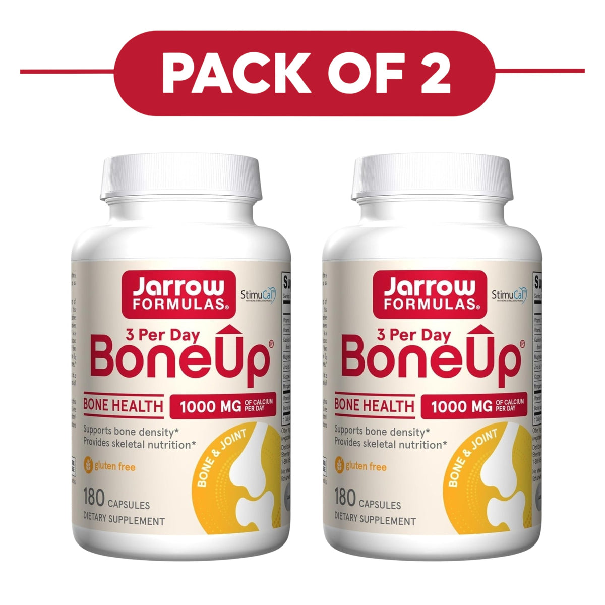 Jarrow Formulas BoneUp 3 Per Day Calcium 1000mg 180 Capsules Pack of 2