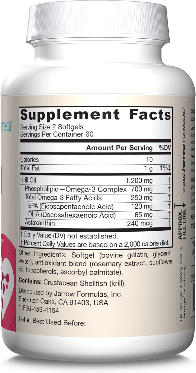 Supplement Facts Image: Jarrow Formulas krill oil omega 3 supplement facts and ingredients