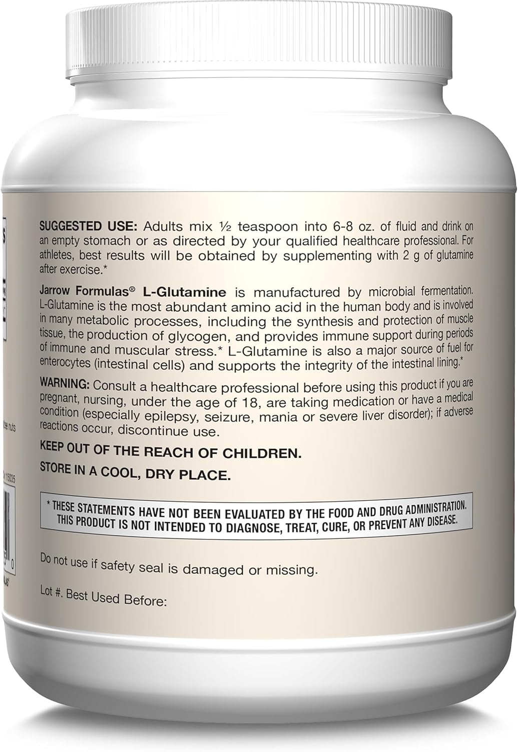 How to Use Image: Jarrow Formulas L-Glutamine powder 1000g mixing instructions unflavoured
