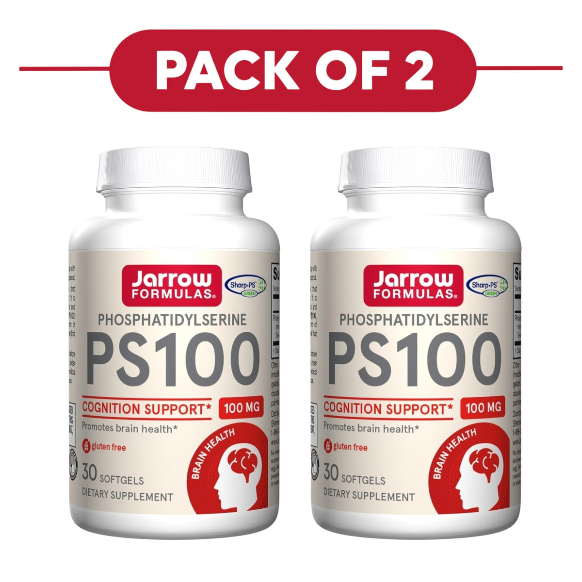 Jarrow Formulas Phosphatidylserine PS100 100mg 30 Softgels Pack of 2