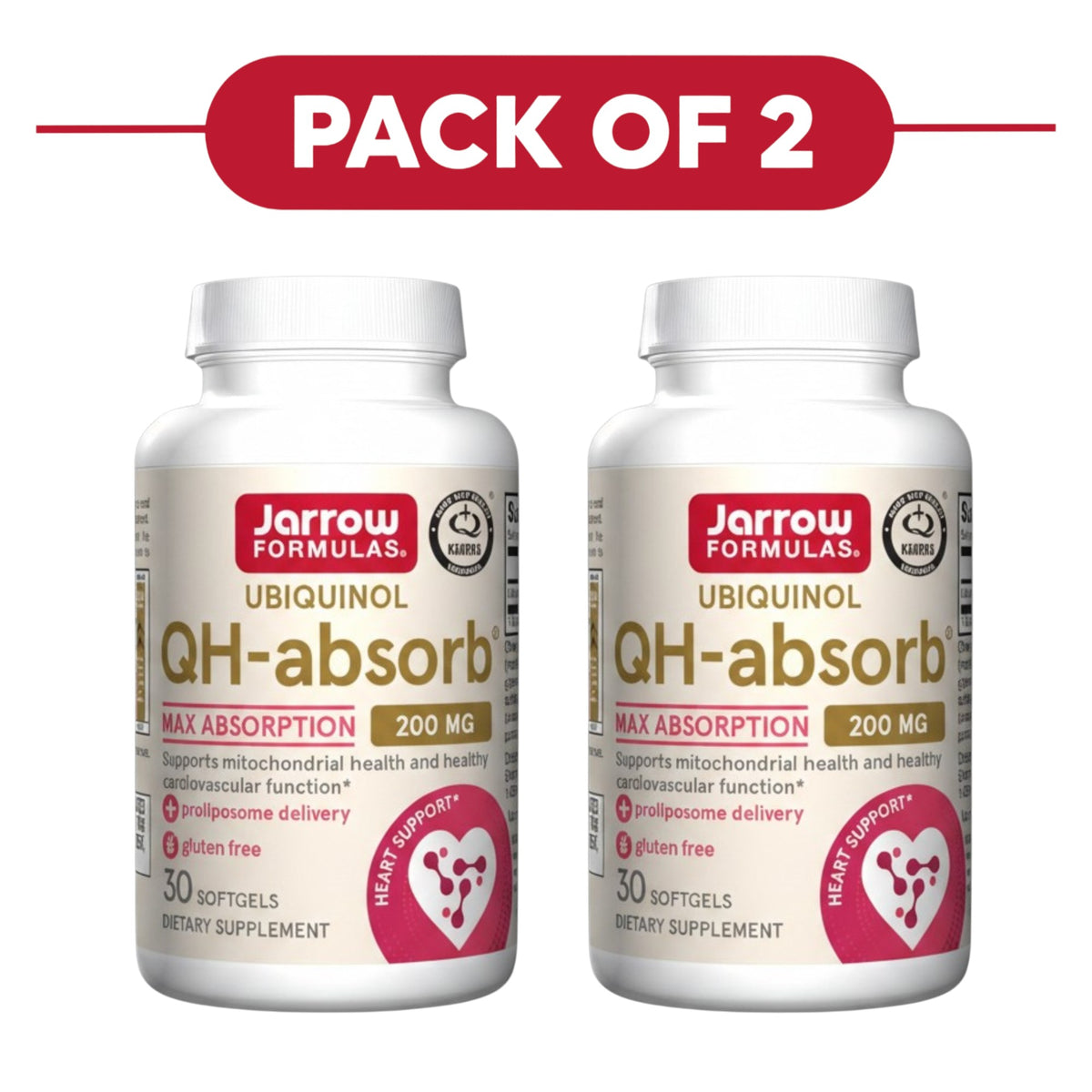 Jarrow Formulas QH-absorb Ubiquinol 200mg 30 Softgels Pack of 2