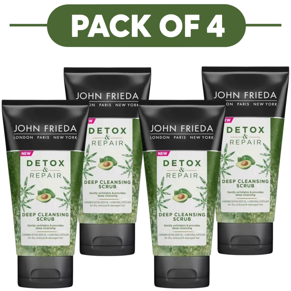 John Frieda Detox & Repair Deep Cleansing Hair Scrub 150ml Pack of 4