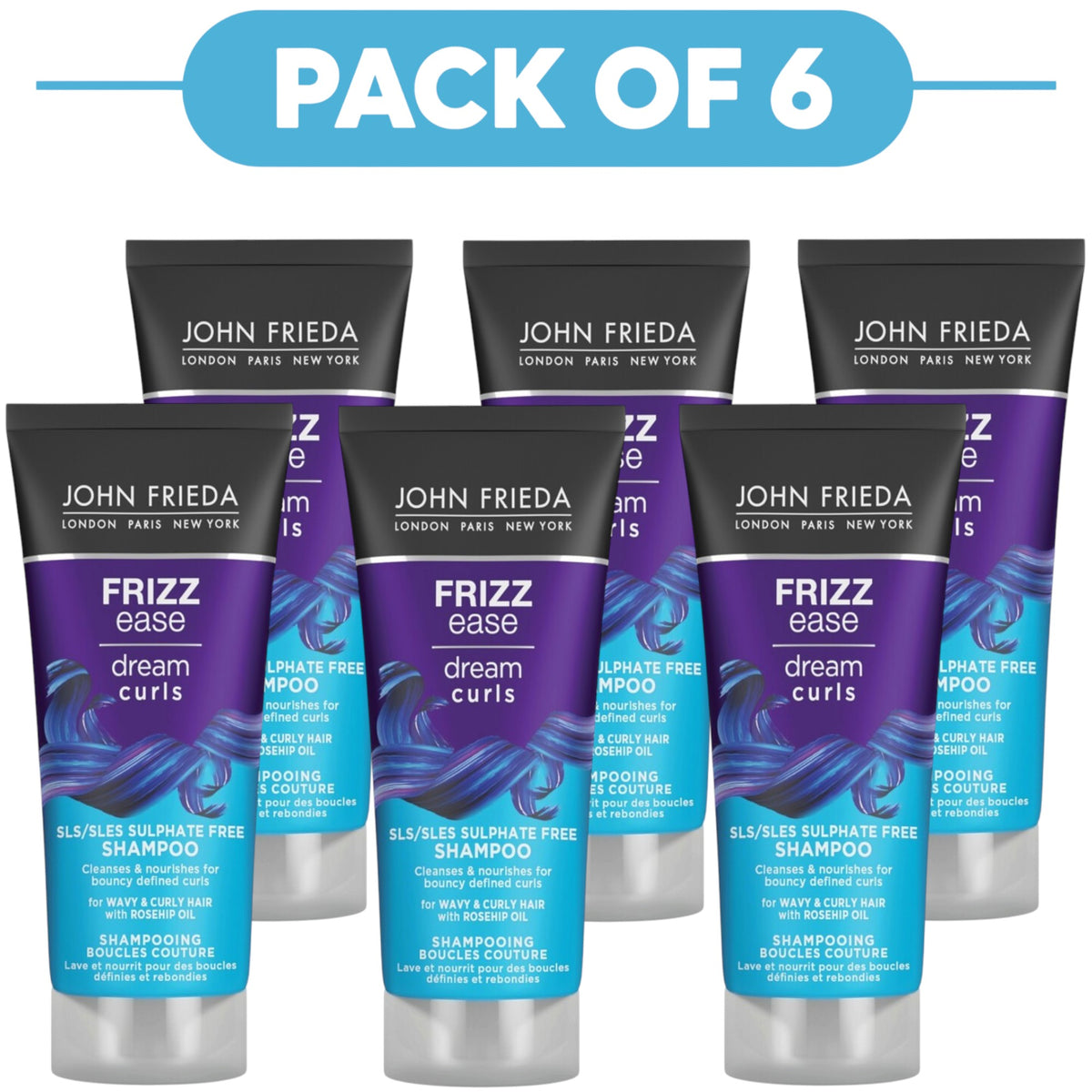 John Frieda Frizz Ease Dream Curls Sulphate Free Shampoo 75ml Pack of 6