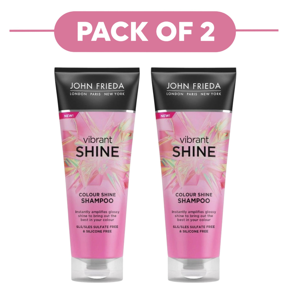 John Frieda Vibrant Shine Colour Shine Shampoo 250ml Pack of 2