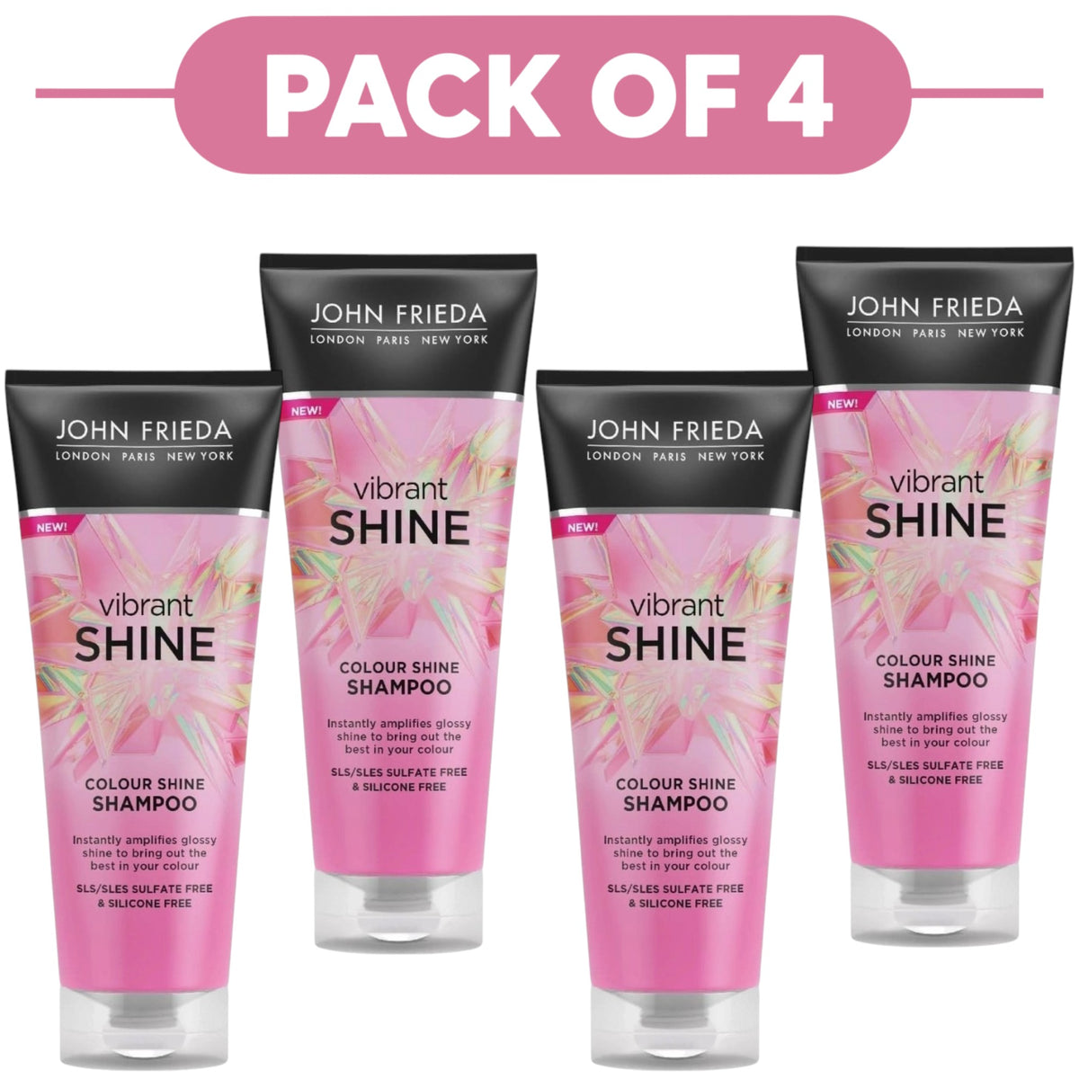 John Frieda Vibrant Shine Colour Shine Shampoo 250ml Pack of 4