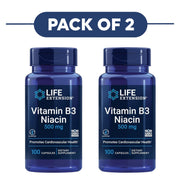 Life Extension Vitamin B3 Niacin 500mg 100 Capsules Pack of 2