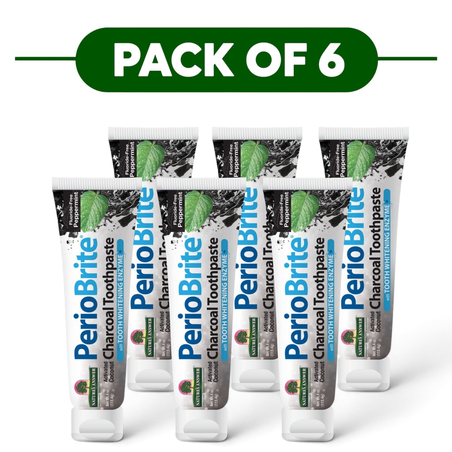 Nature’s Answer PerioBrite Charcoal Toothpaste Peppermint 113.4g Pack of 6