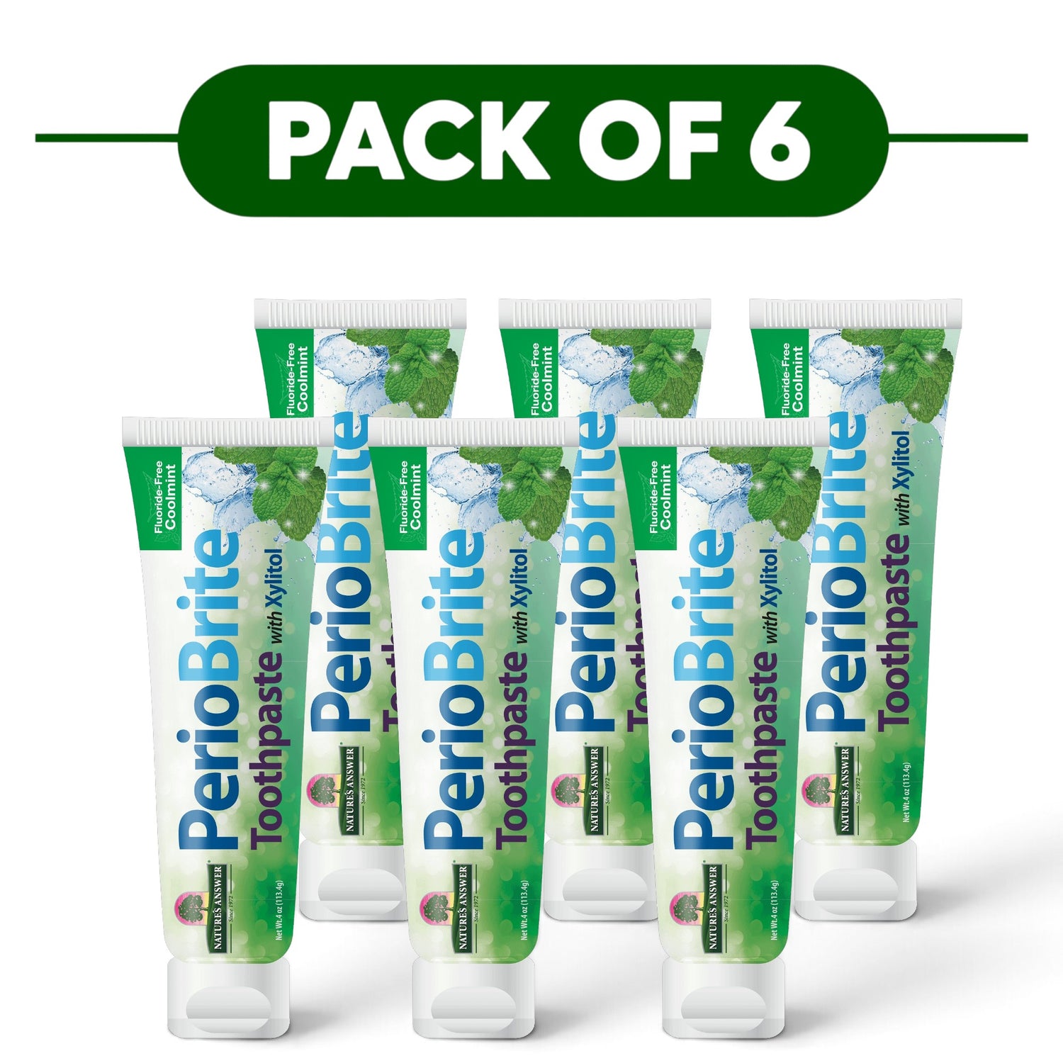 Nature’s Answer PerioBrite Fluoride-Free Coolmint Toothpaste 113.4g Pack of 6